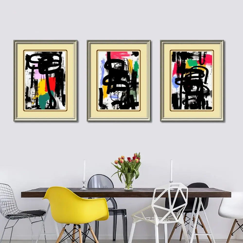 European Modern Simple Abstract Art Print Custom Decorative Painting for Living Room Colorful Canvas with Digital Medium