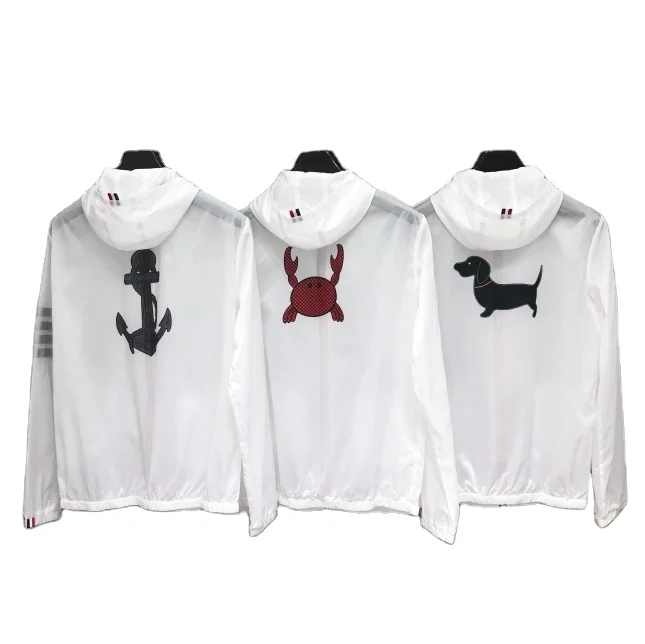 TB THOM Crab Dog And Boat anchor Design 4-Bar Zip-up sun-proof Jacket Men High Quality Custom