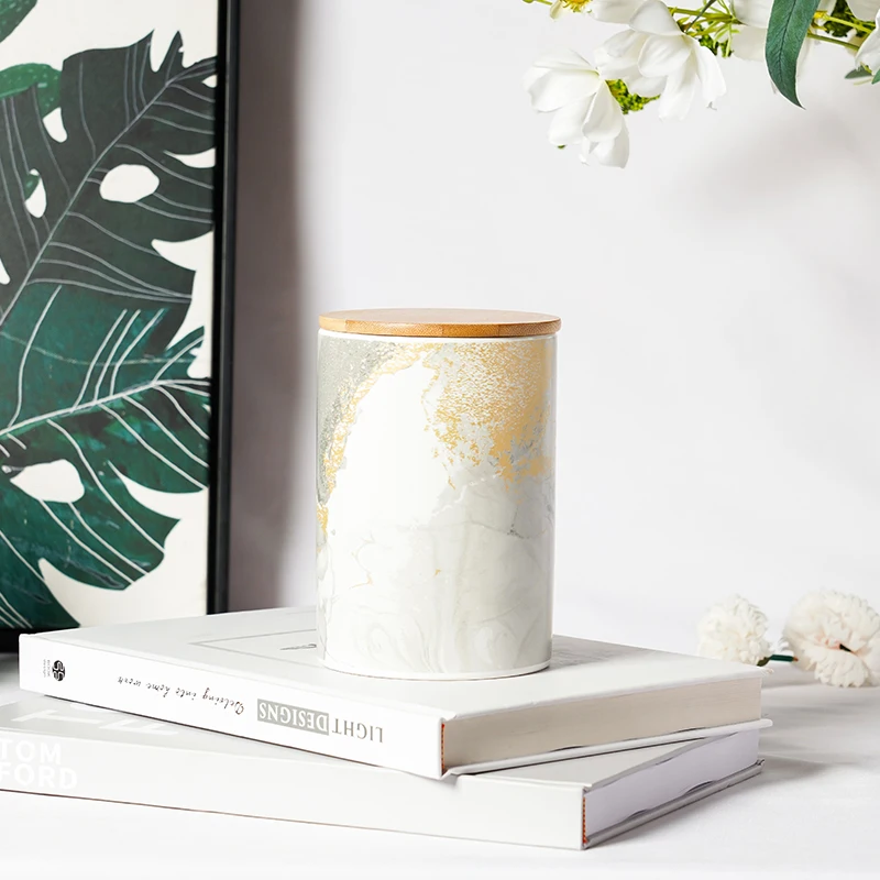 ceramic canister snack flour sugar dry food storage containers with bamboo lids airtight