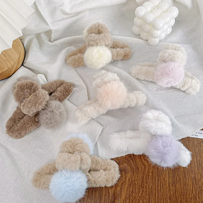 Autumn and winter new plush clip soft waxy hair claw clip