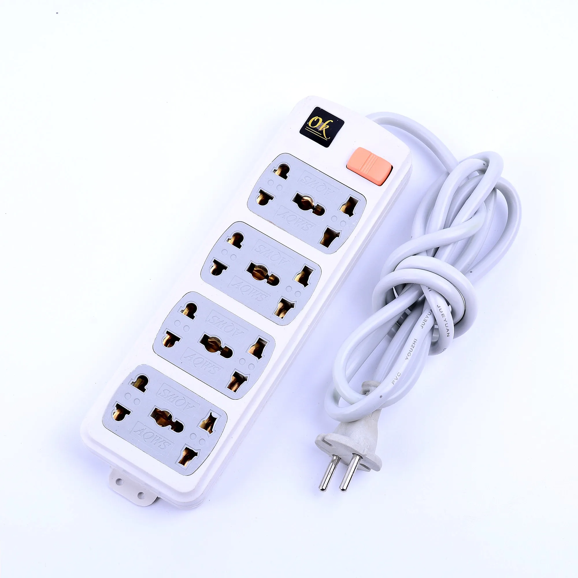 Wholesale 4 Way EU 2 Round Pin Plug Universal Power Strip Electrical Extension Lead Switch Socket