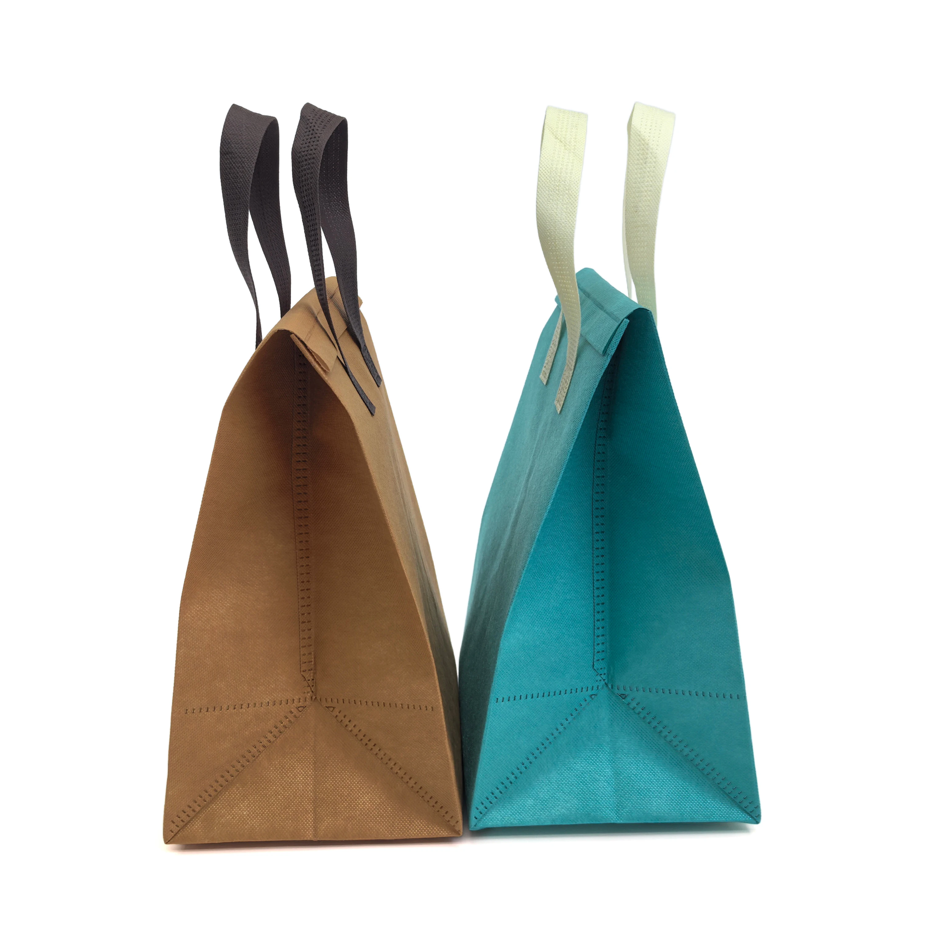Custom Printed Logo Insulated Lunch Bag Cheap Non-Woven Fast Food Take-Away Cooler with Adhesive Strip
