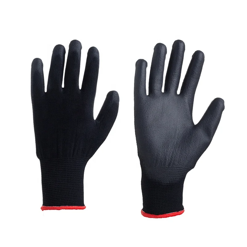  Customization black polyester shell pu palm coated anti-slip