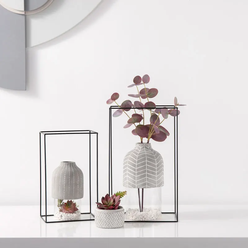Newest attractive flower stands cement glass vases  different color for home decoration