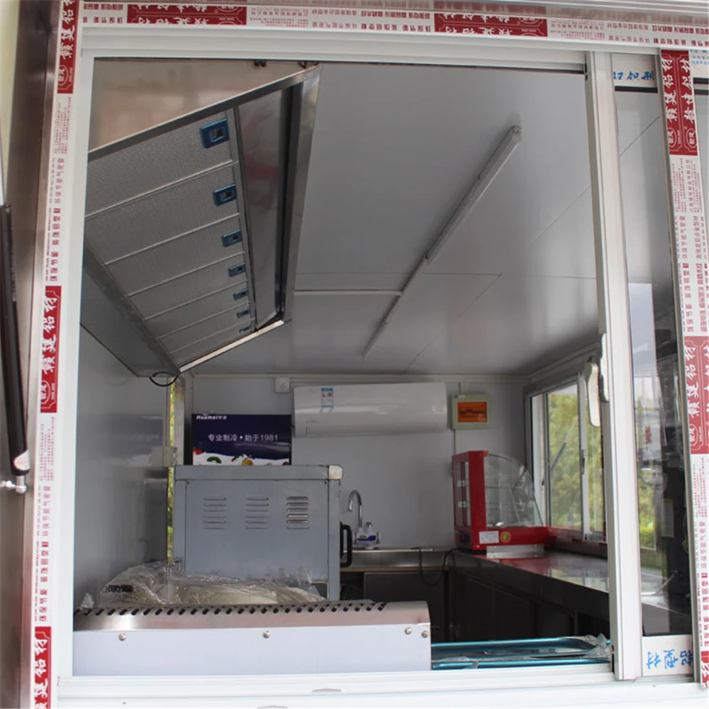 Commercial Multifunctional Square Truck Electric Breakfast Cold Drinks Night Market Stall Food Truck Mobile Fast Food Truck
