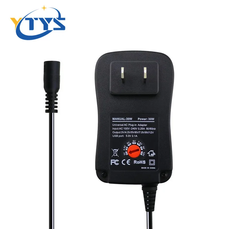 Универсальный адаптер переменного/постоянного тока, 3-12 В, 12 Вт, 15 Вт, 30 Вт, импульсный источник питания с 6 наконечниками