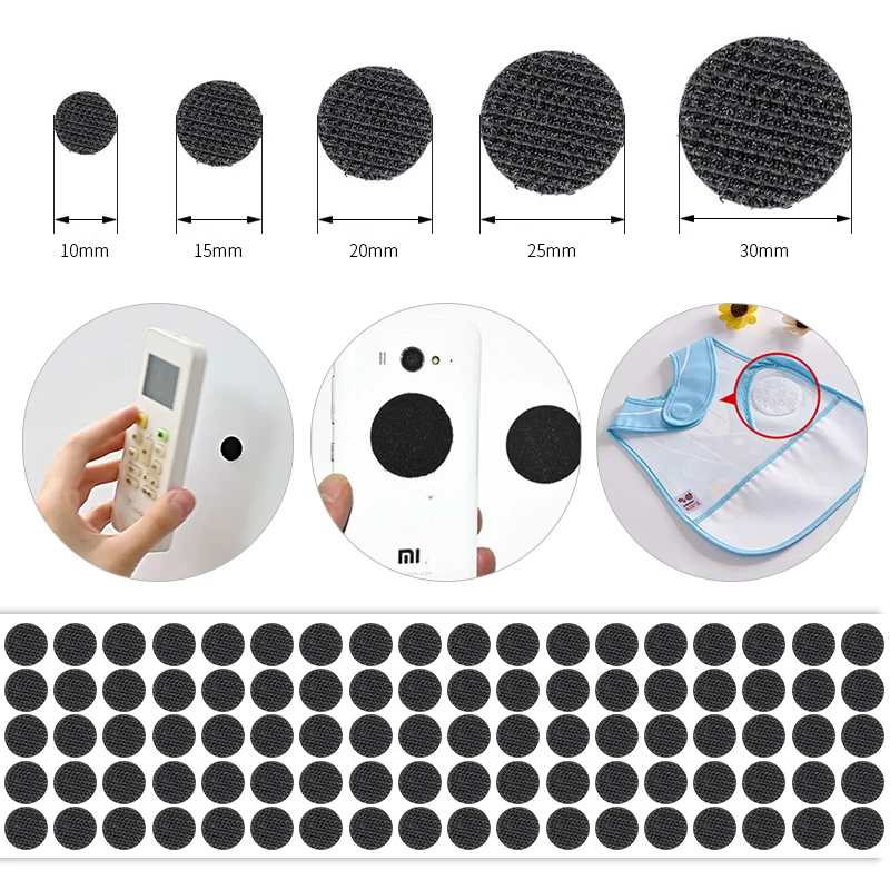 Strong Sticky Velcroes Sheet Self Adhesive Hook and Loop Strap/ Dots/ Coins t White Black Round Garment & processing Accessories