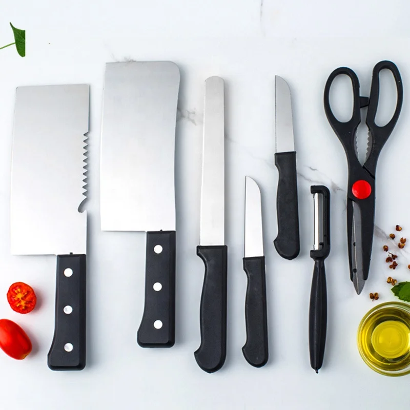 Home 3 4 5 6 Inch Anti-slip Handle Chef Knife Kitchen Knives Peeler Set Fruit Knife Cleaver Bread Cutter Tools