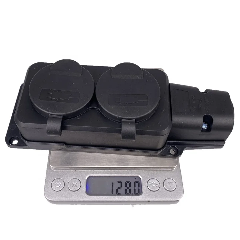 New IP54 16A 3500W EU 2 Gang Schuko f Type Outdoors Waterproof cover power socket Germany Russia Wireless Extension Power Strip