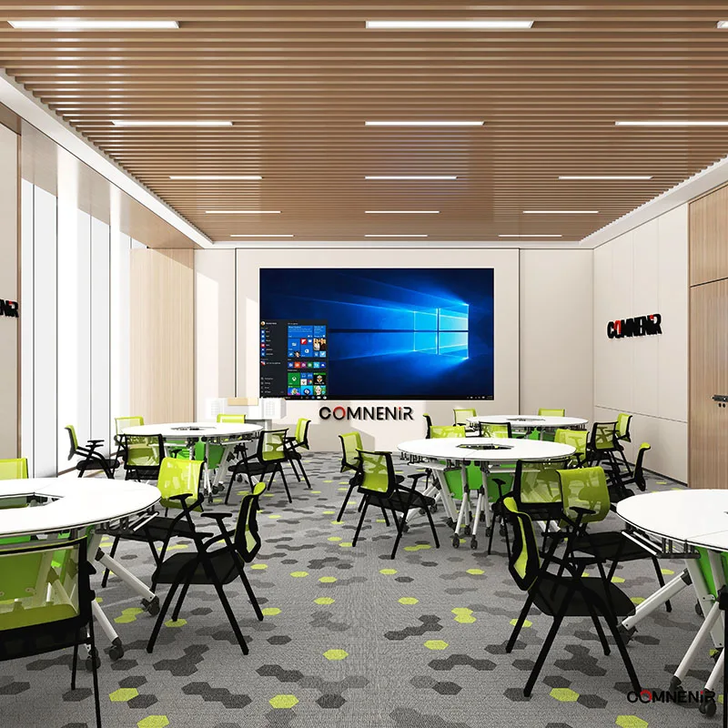Modern Extendable round Meeting Room Desk with Movable Spliced Bracket Metal Folding Furniture for Classroom & Workshop Use