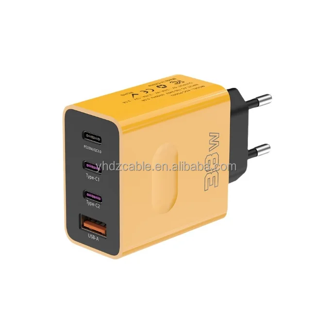 38W Android phone fast charging head 3USB C+1USB QC fast charging travel adapter multi port portable high-power plug