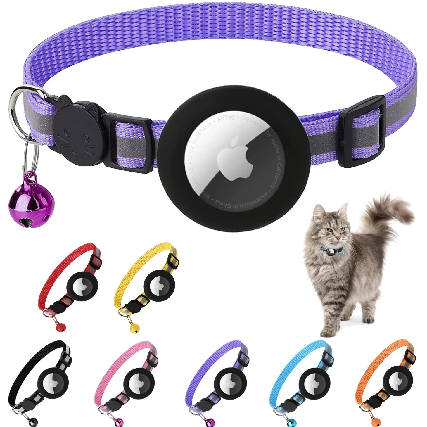 Amazon Hot Airtag Dog Collar with Apple Air Tag Holder and Reflective Collar for Tiny GPS Tracker Pet Products