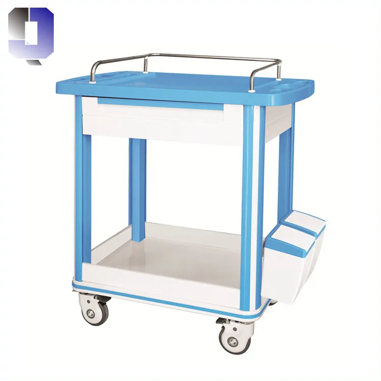 JQ-601A Cheap price ABS material  Medical Treatment trolley with drawer and wheels