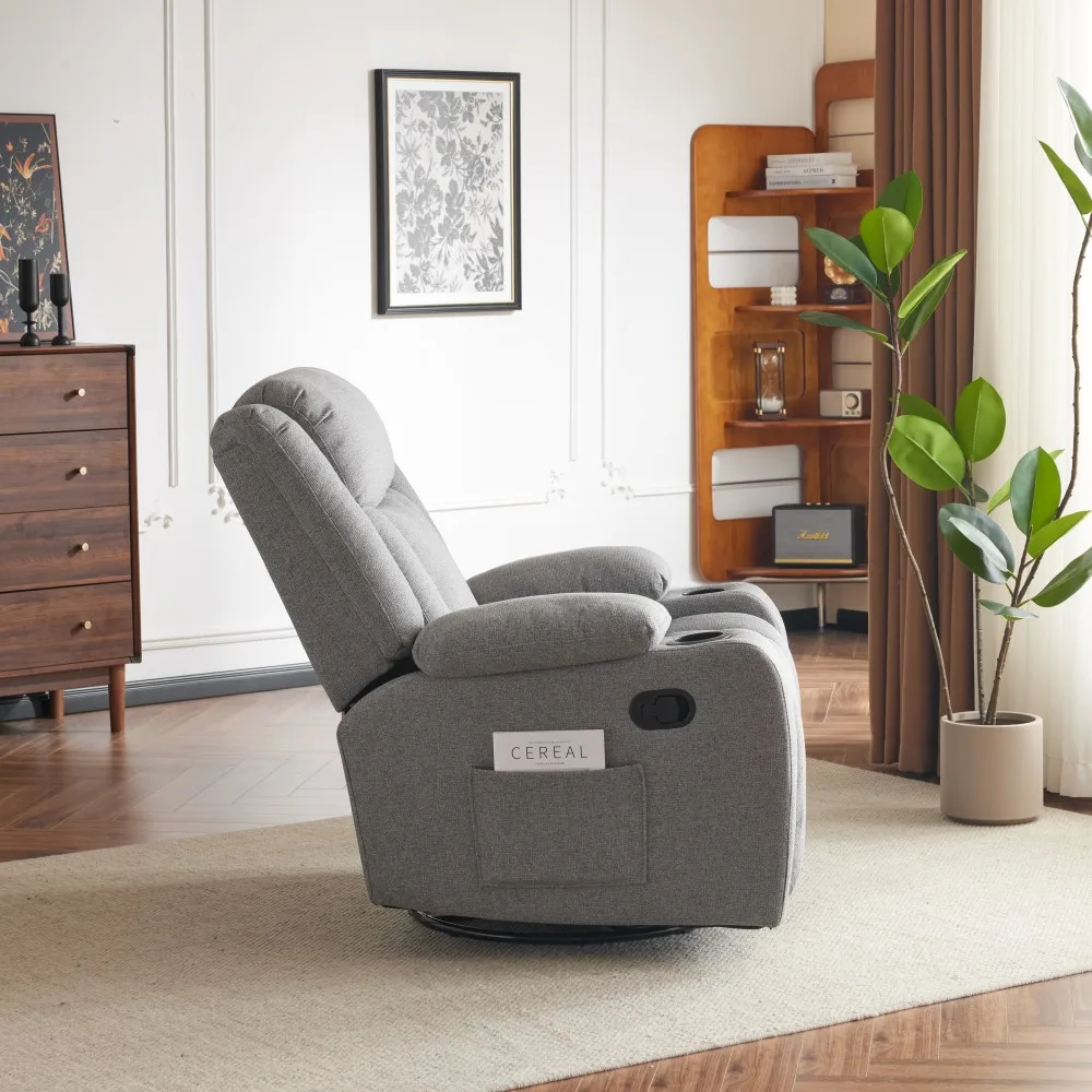 Sans Hot Sale Living Room Gray Fabric Sofa Reclinable One Seat Glider Recliner Chair