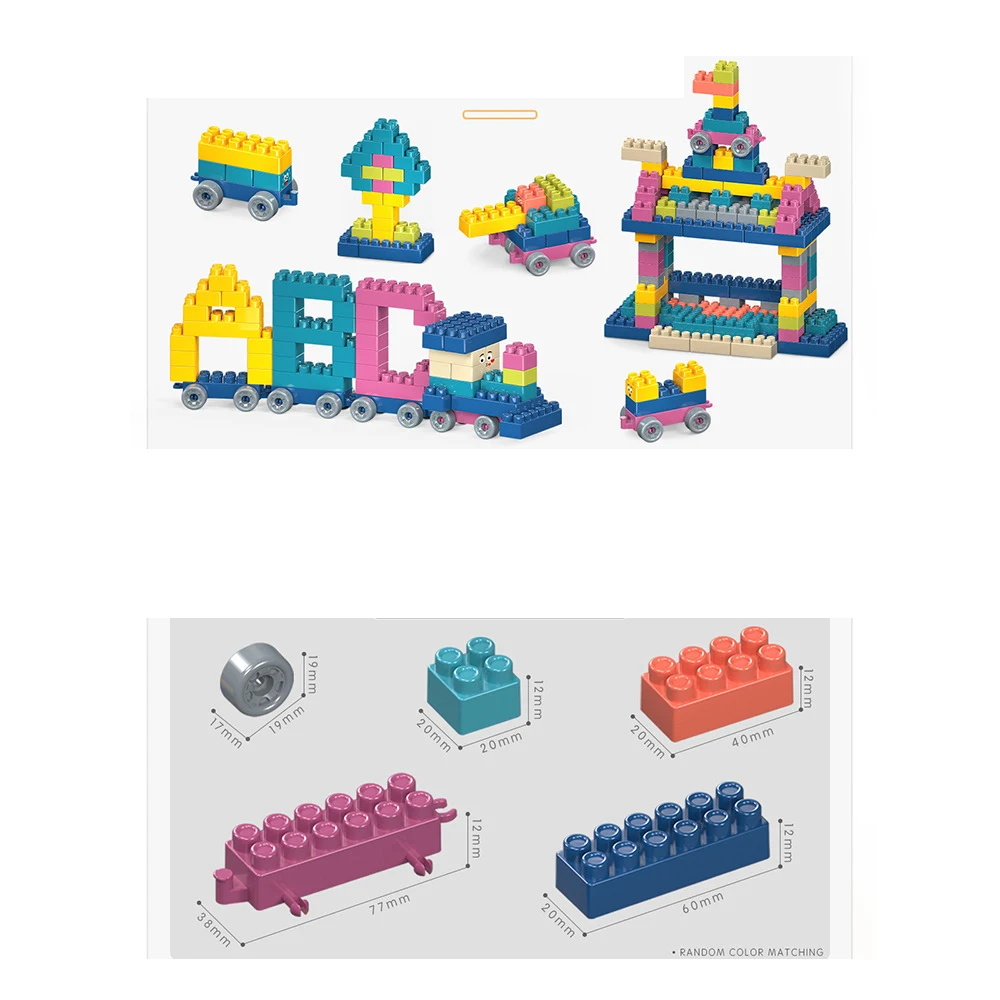 Unisex DIY Educational 3D Puzzle Bricks Set Plastic Building Block with Desk Game Toy Kids Assemble Cartoon Model Brain Training