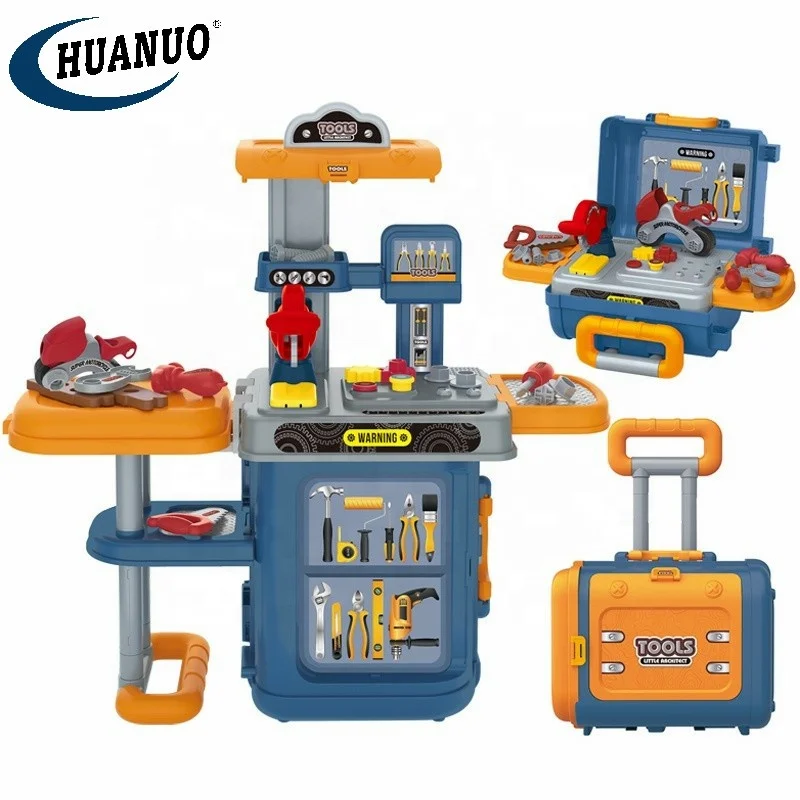 3 in 1 interesting kids tool toy set trolley case pretend play 40pcs craftsman tool table toy