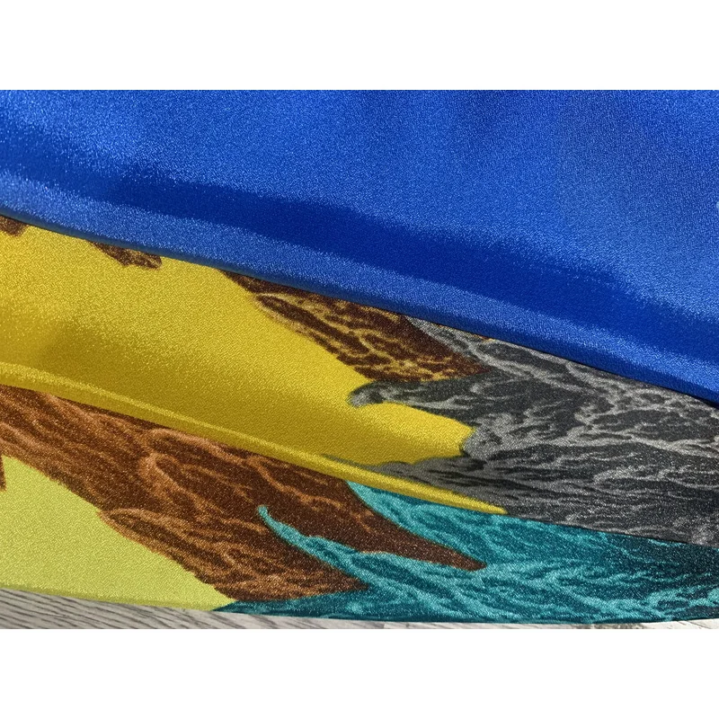 
Wholesale Factory Price Custom Colorful Stripe Printed Pearl Satin Plain Mesh Printing GOLDEN CREPE 