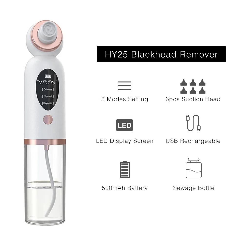 Pore Vacuum Blackhead Remover Rechargeable Vacuum Suction Different Kinds of Nose Blackhead Removal for Deep Cleansing