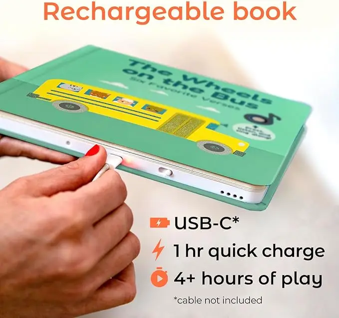 USB-C перезаряжаемая Интерактивная музыкальная книга для детей «Колеса на автобусе» звуковая Жесткая обложка художественная бумага картонные страницы