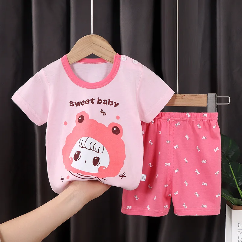 Kids Summer Boys Girls Short Sleeve Set Baby T-shirt Shorts Set Summer Kid Clothes Boys Clothes Set