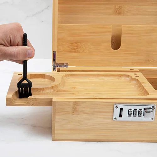Custom Logo Lockable Secret Stash Box Locking Bamboo Stash Box Lock With Rolling Tray Smoking Accessories Lock Wholesale