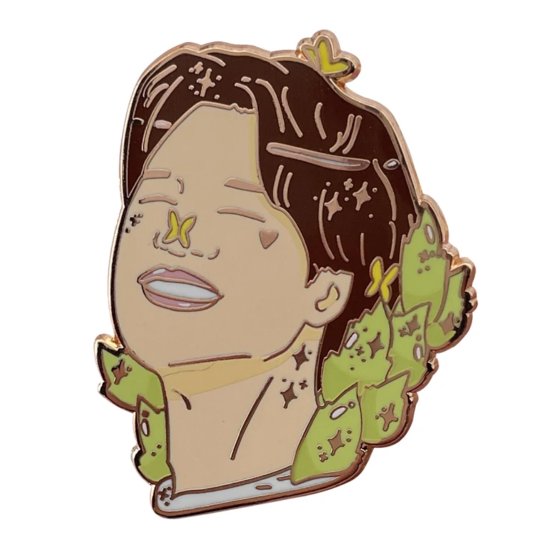 Горячая Распродажа Корейская группа Idol металлические булавки для лацканов с красивым мальчиком и цветком жесткая эмалированная булавка покрытием из розового золота