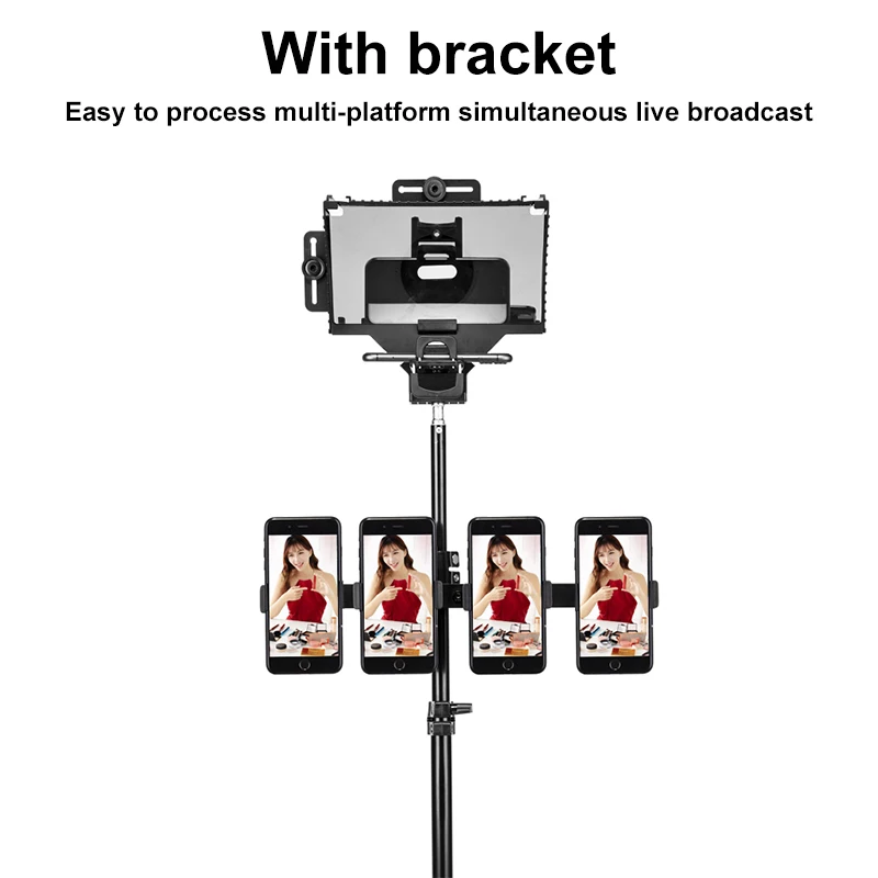 Universal Portable Teleprompter Prompter for Smartphone/Tablet/DSLR Camera Video Recording Live Streaming With Tripod