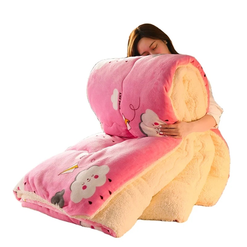 American Style 3d printed flower velvet Pink Winter Ultra Soft Sherpa Fleece Kids Adults Comforter