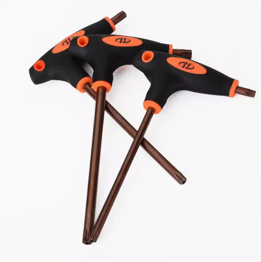 T10-T50 Wholesale Crutch Flat Head Matte Lengthened Hex Wrench Plastic Handle T-shaped Hexagon Screwdriver