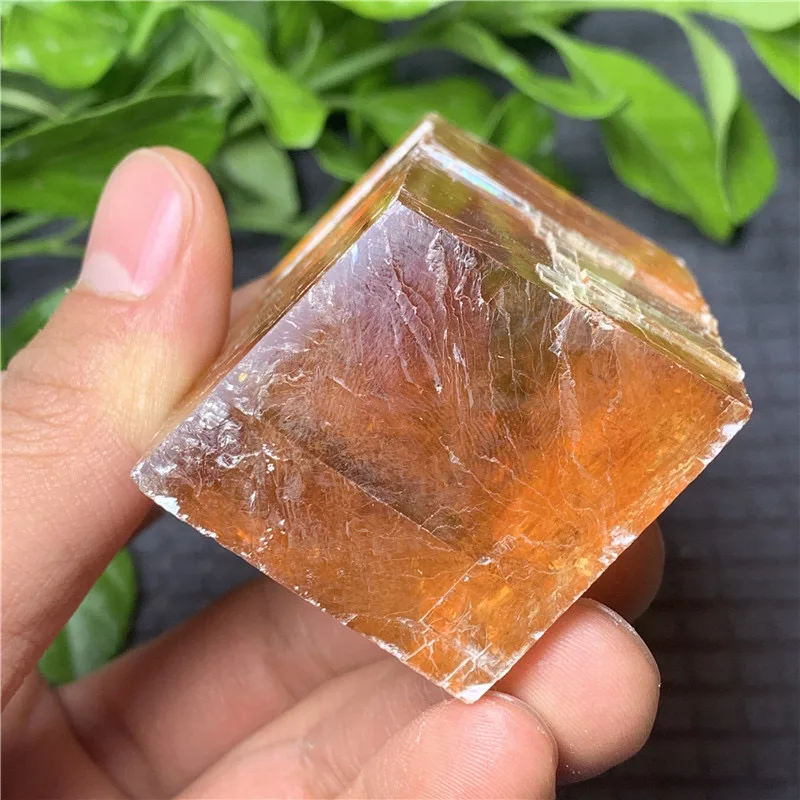 Wholesale Natural Yellow optical Calcite Slabs Raw Rough Crystal Gemstone Iceland Spar for sale