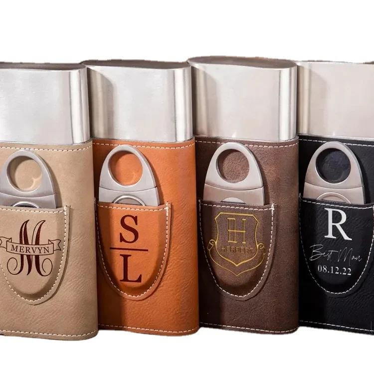 Customized 3 finger cigar case portable cigar humidor travel leather cigar case with cutter