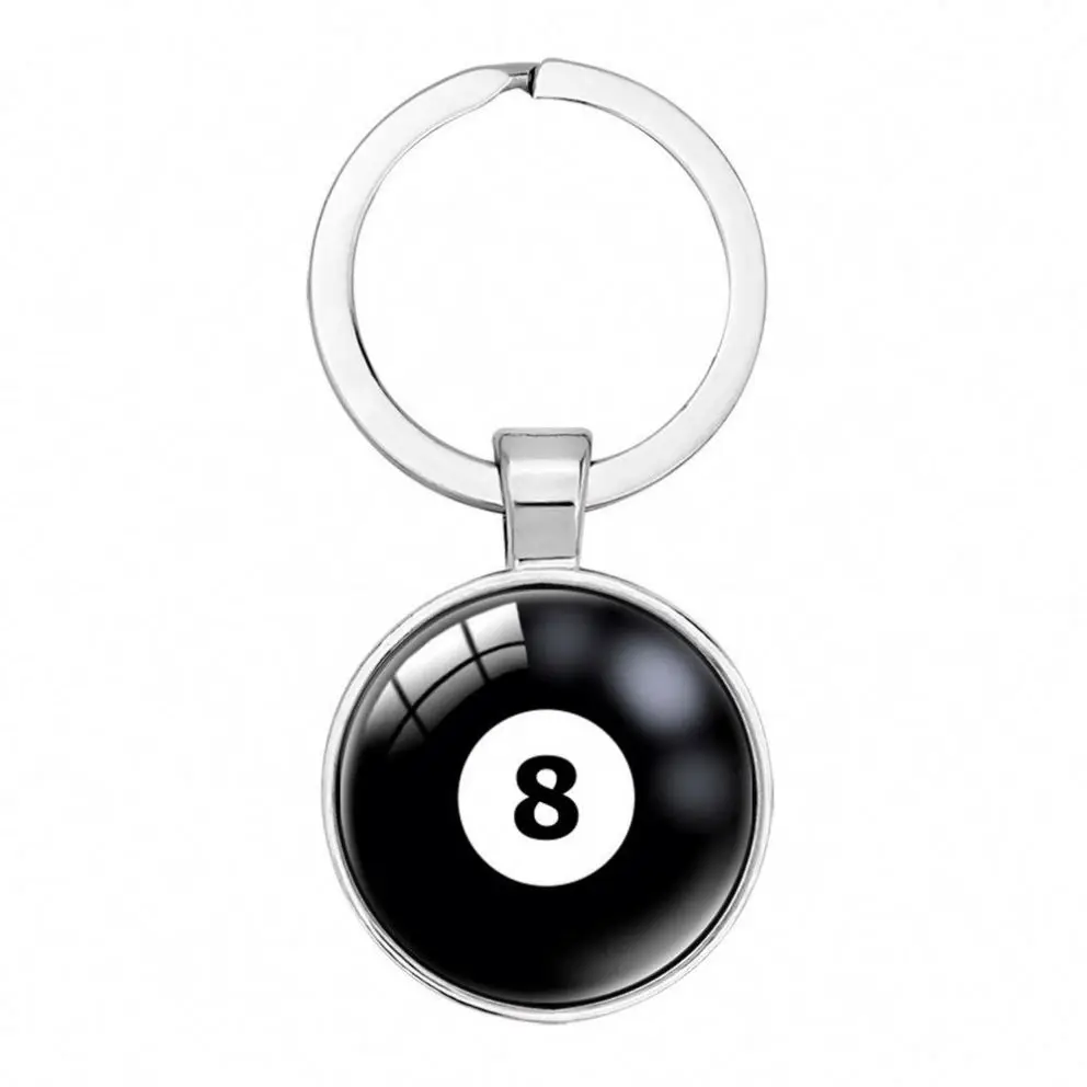 Creative 8ball Keychain Diameter 25mm No.8 Billiards Balls Pool Player Gift Keyring Lucky Black 8 Key Chains