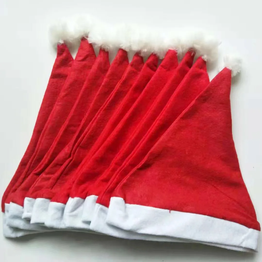 Festival Party Decoration Red Xmas Cap Non Woven Ultra Soft Santa Hats Children Adult Classic Santa Claus xmas Hat