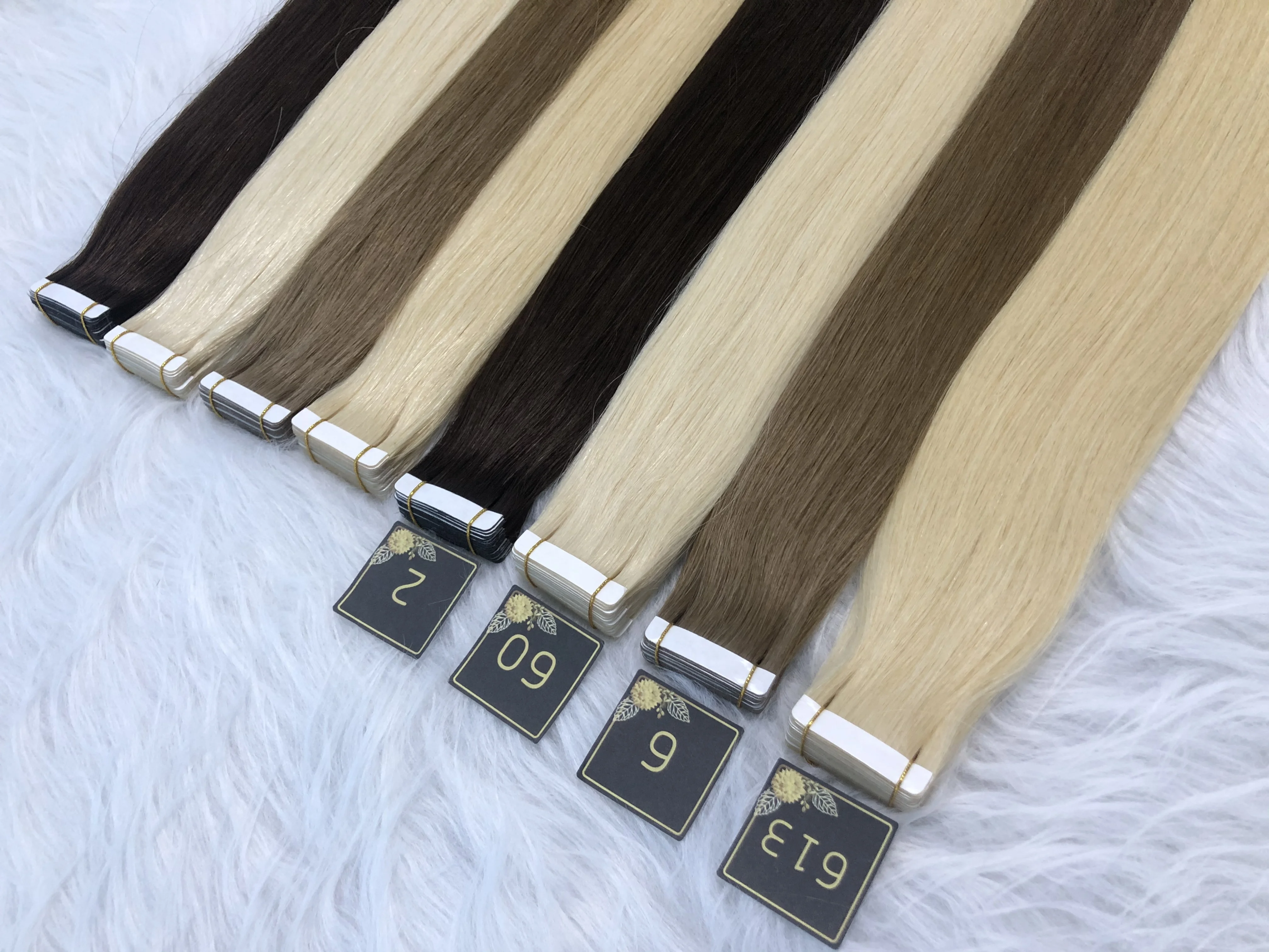 Unprocessed Cuticle Aligned Tape In Hair Extensions 100 Raw Human Hair Fuller Thick Ends Double Drawn Single Donor