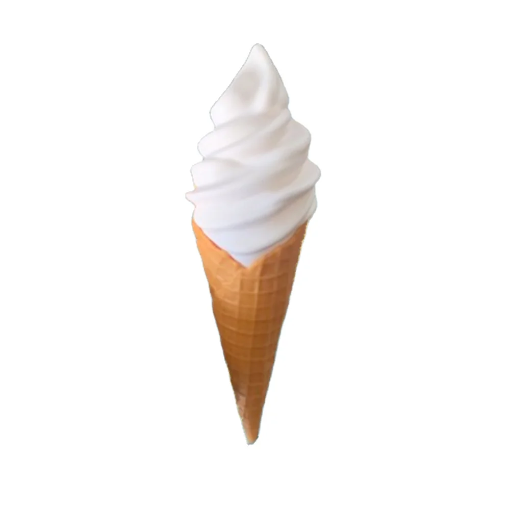 White Sweet Collectible Craft Model Ornament Snacks Street Food Summer Display Props Order Pvc Ice Cream Soft Serve Waffle Cone