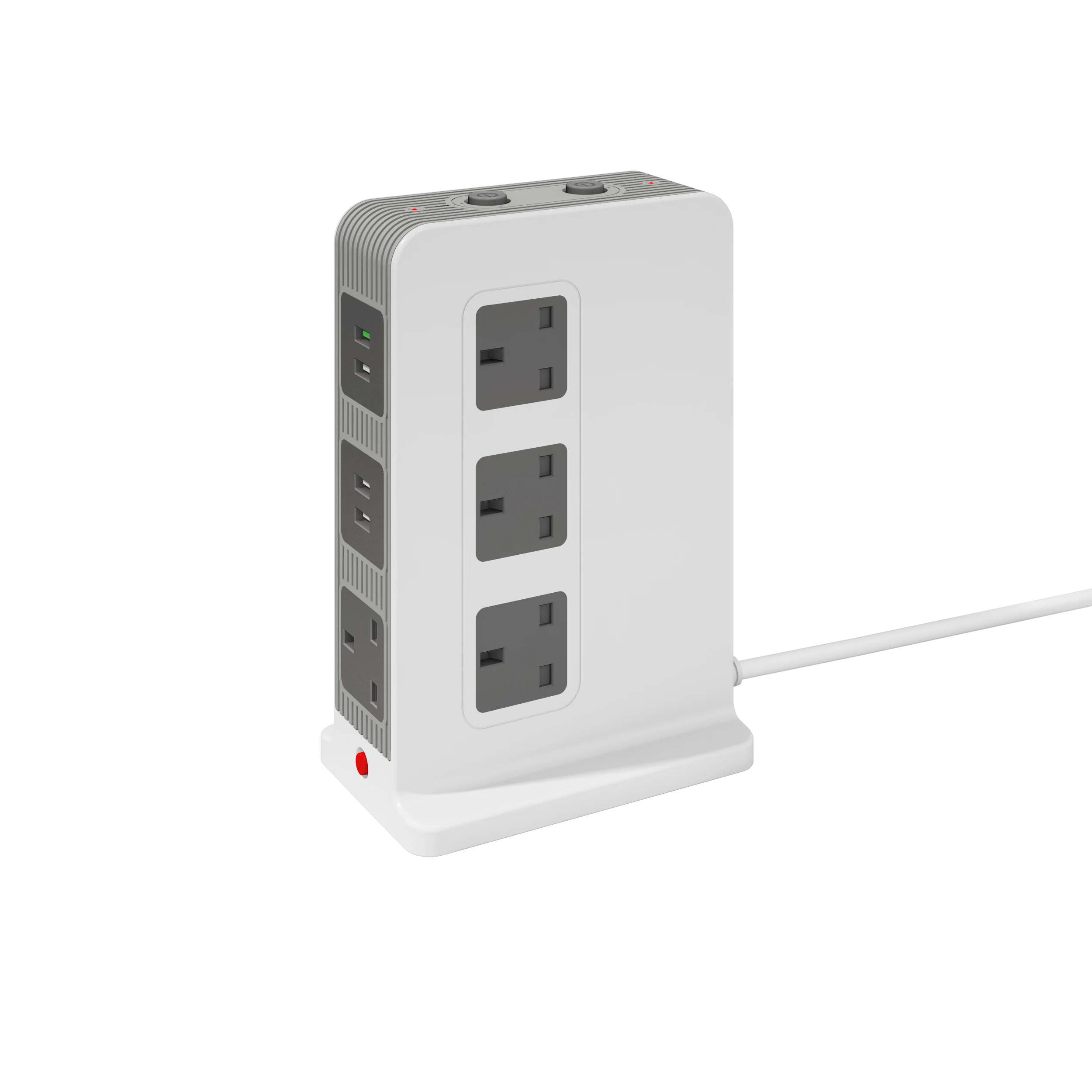 3 USB-A 1 QC Port Electric Socket With AC Outlet Power Switch Tower Extension Lead Uk Pin Plug And Cable