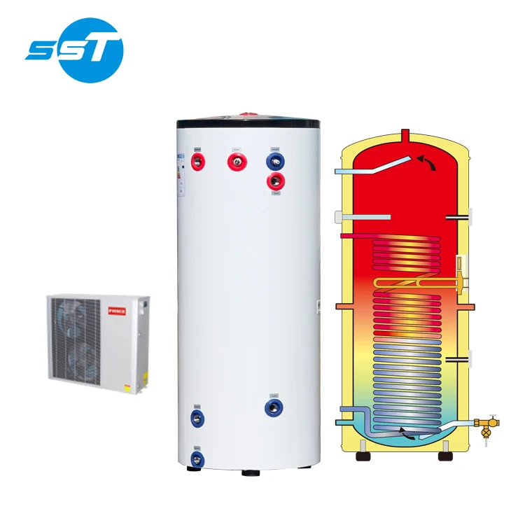 SUS 304/316/duplex Hause air water heat pump inverter split electric energy saving instant water heaters combined tank 200L