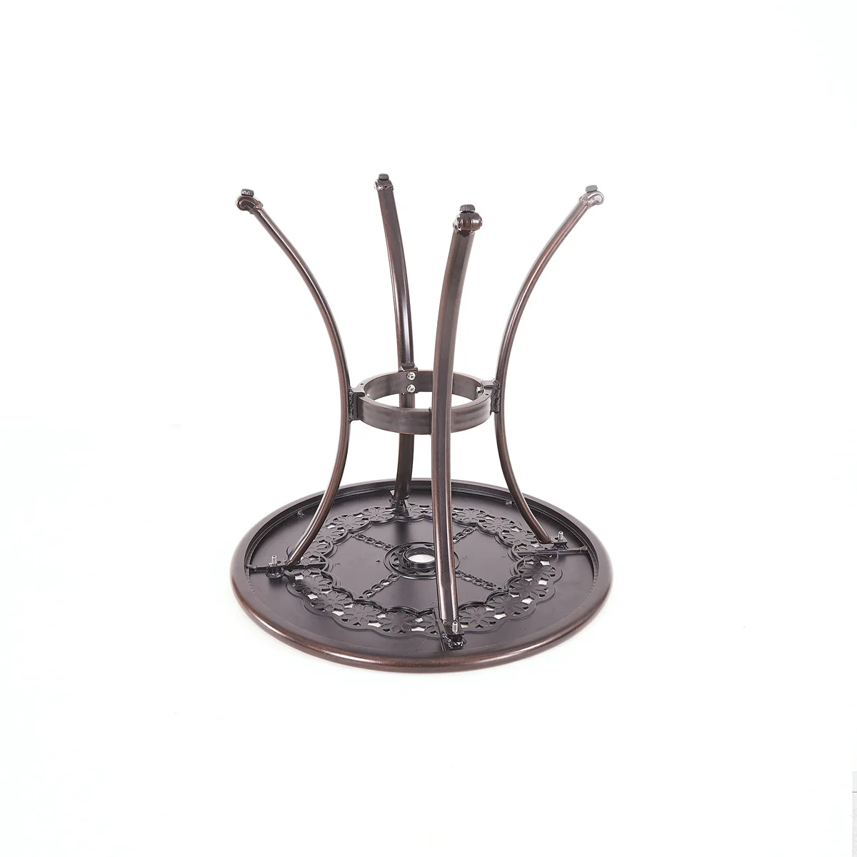 Cast aluminum garden table for patio yard balcony villa outdoor furniture round metal street coffee table with umbrella hole