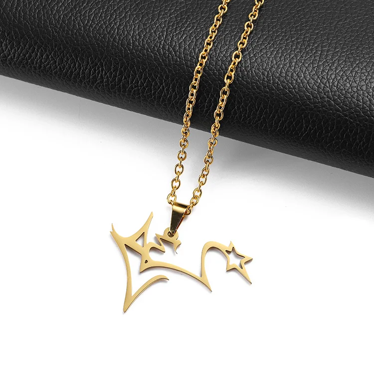 Custom silver metal logo Stainless steel cut pendant necklace Gift box Custom necklace jewelry for men and women