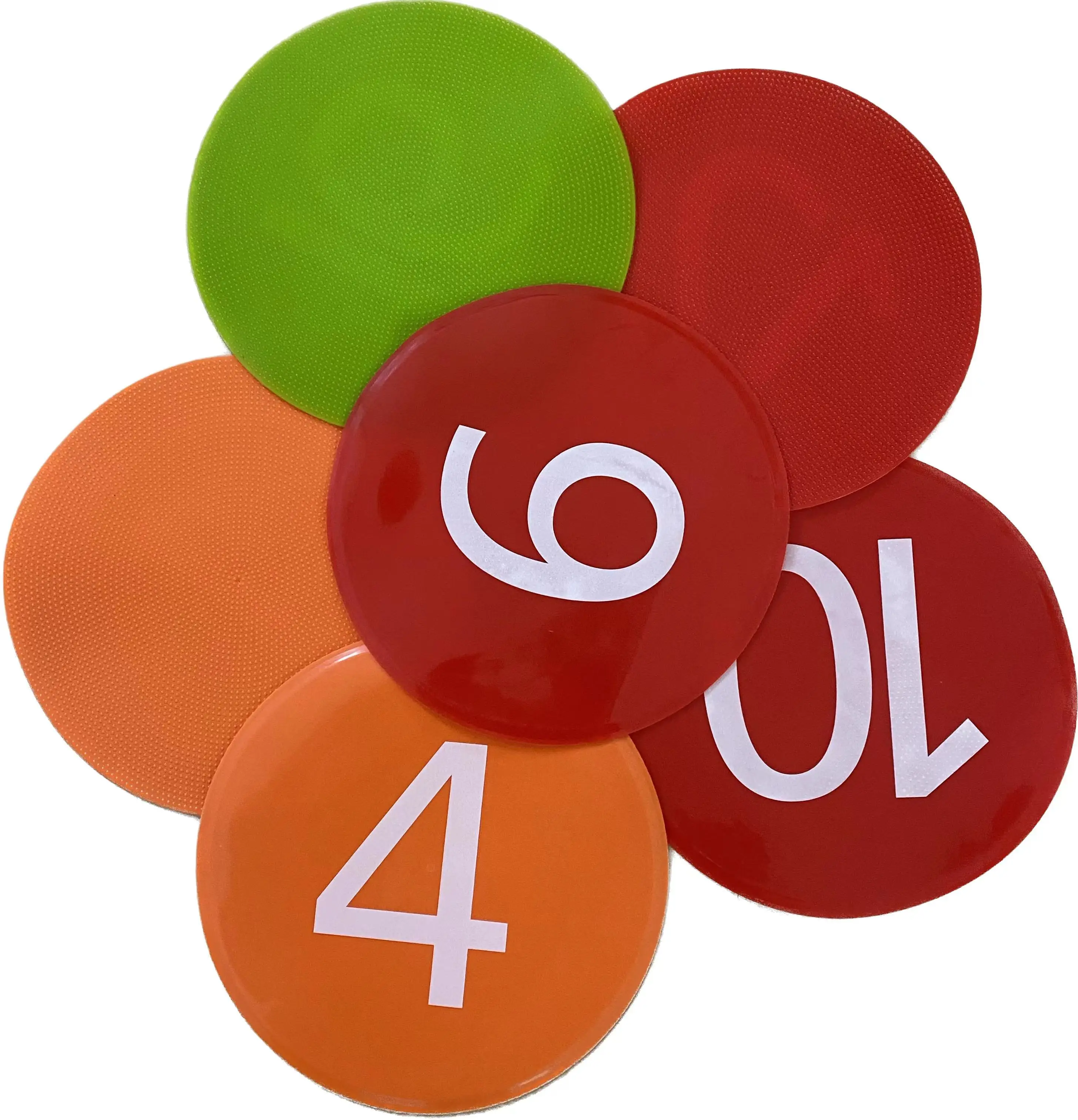 Outdoor use High Visibility Non-Slip Plastic Numbered Flat Disc Cones Soccer Training Sport Markers
