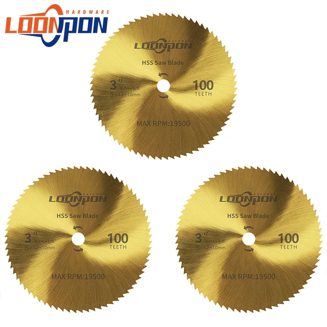 3-дюймовое полотно циркулярной пилы с 3/8 дюймовым Arbor 100-Tooth HSS пильное для резки дерева пластика металла