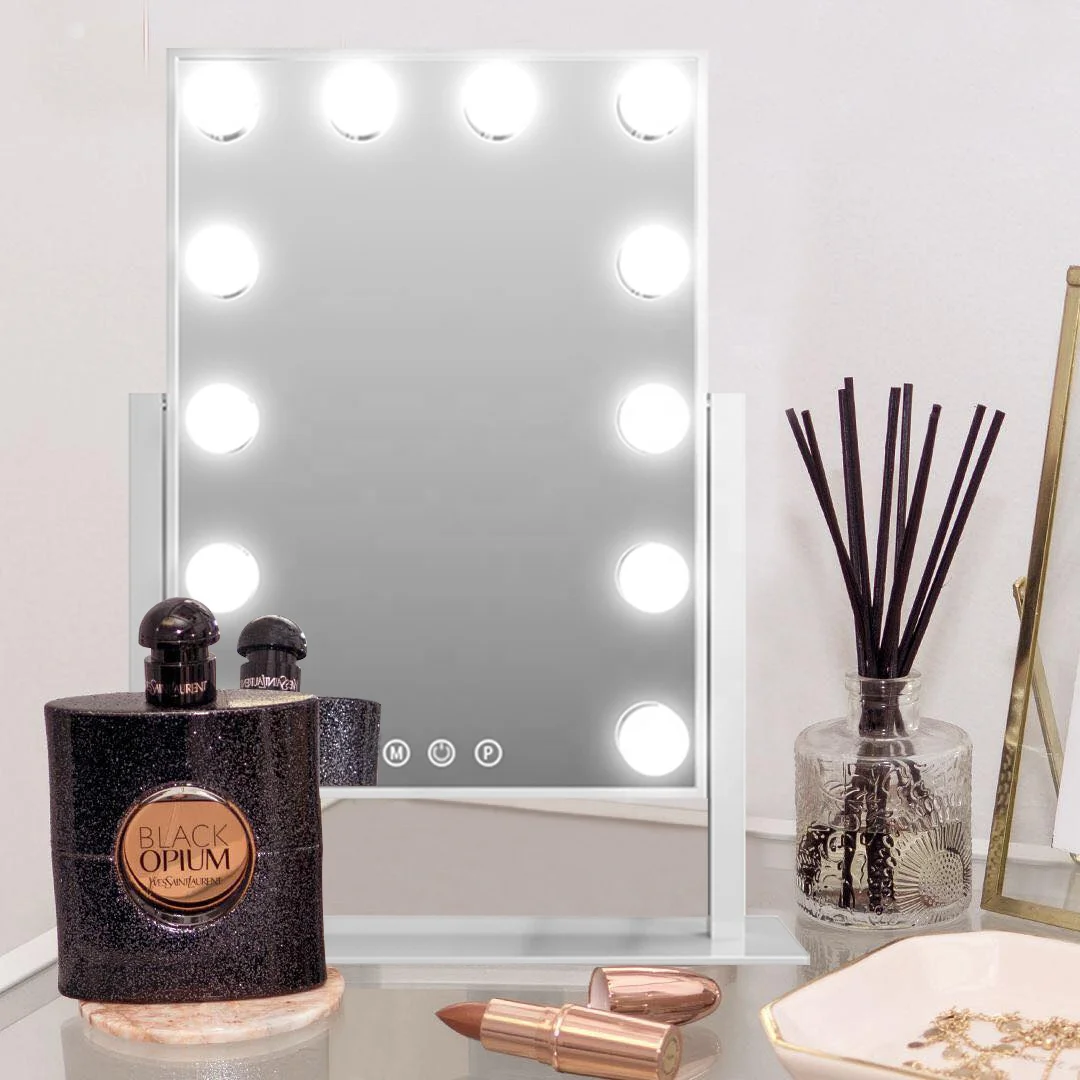 New Design Crystal Diamond Led Table Hollywood Makeup Mirror With Light Bulbs Vanity Makeup Mirror