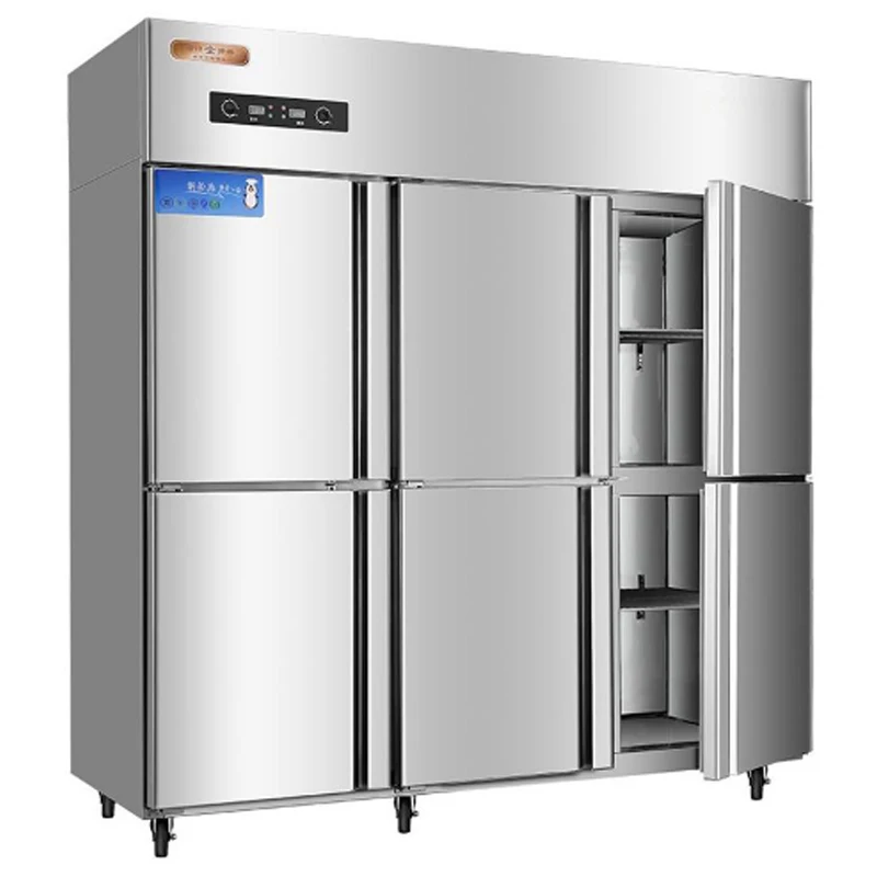 
Stainless steel vertical industrial commercial six-door refrigerator dual-machine single-freezer kitchen freezer 