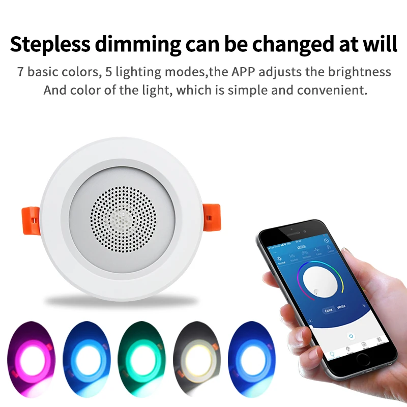 Smart stereo home theater audio system Mini ceiling speakers LED lights disco indoor wireless BT speakers