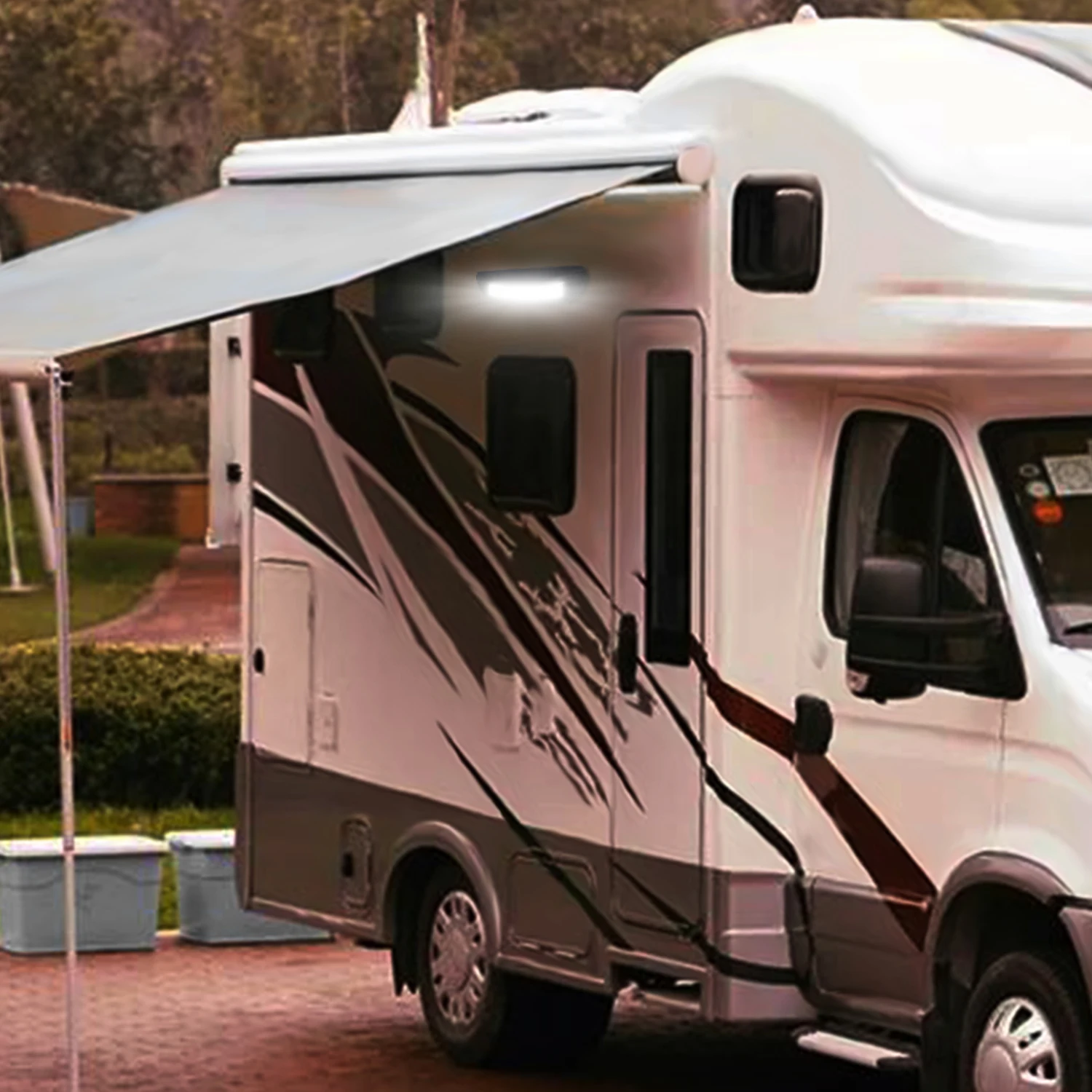 12V 24V DC Curved Designed Wide Angle 6000K White Porch RV LED Light Bar for RV Truck Tractor Caravan Motorhome