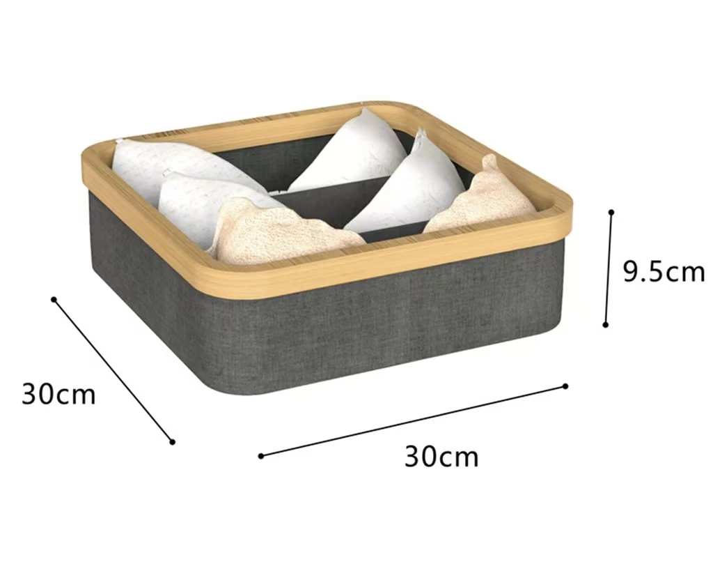 Wholesale simple household fabric storage basket three-grid foldable underwear storage box