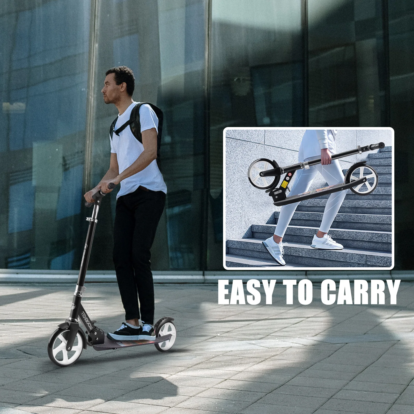 Adult 200mm Kick Scooter with Big PU Wheels for Ages 6-12 and up Durable Scooter for Adults