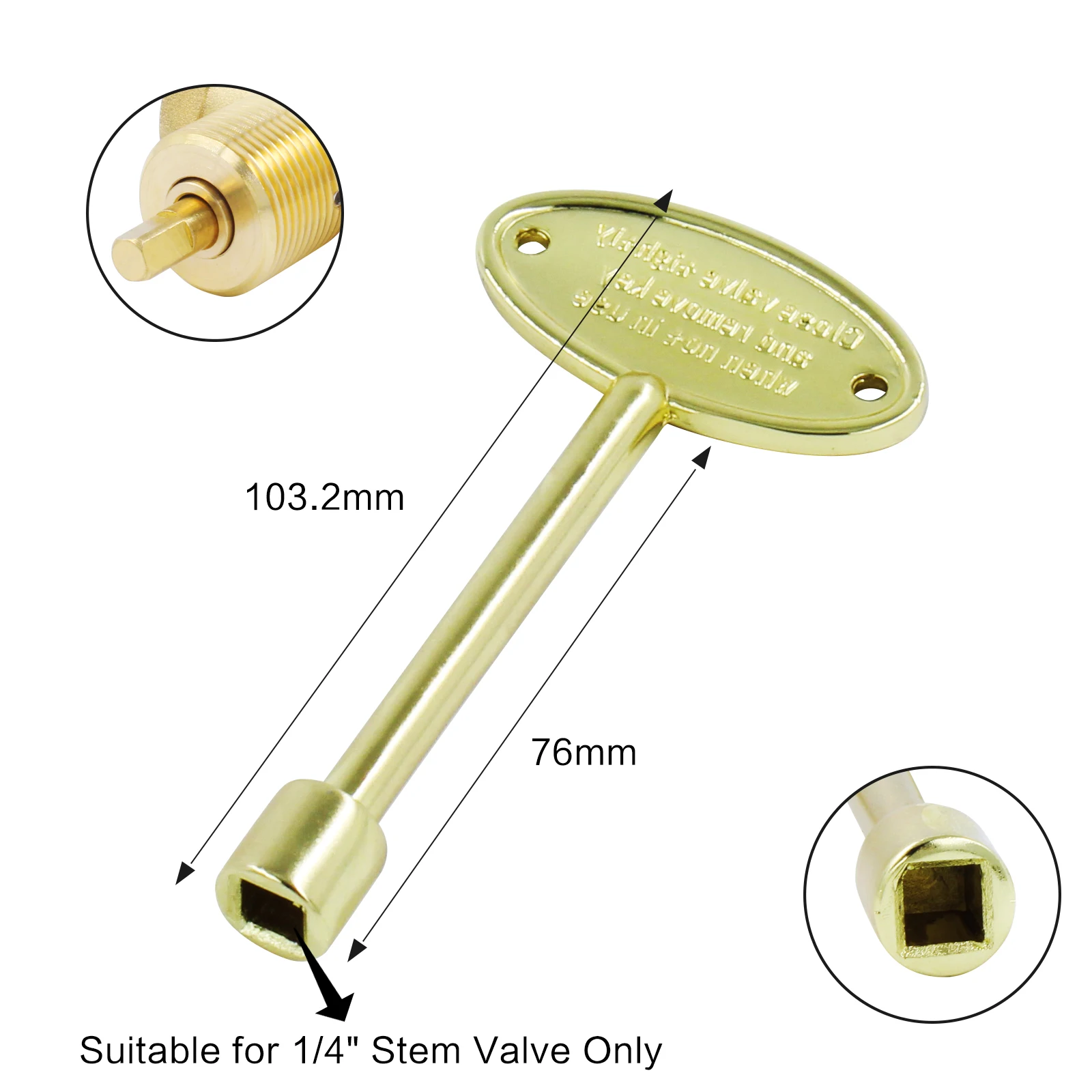 Replacement Parts Gas Valve Key for Gas Fire Pits and Fireplaces, Polished Brass Replacement Gas Key