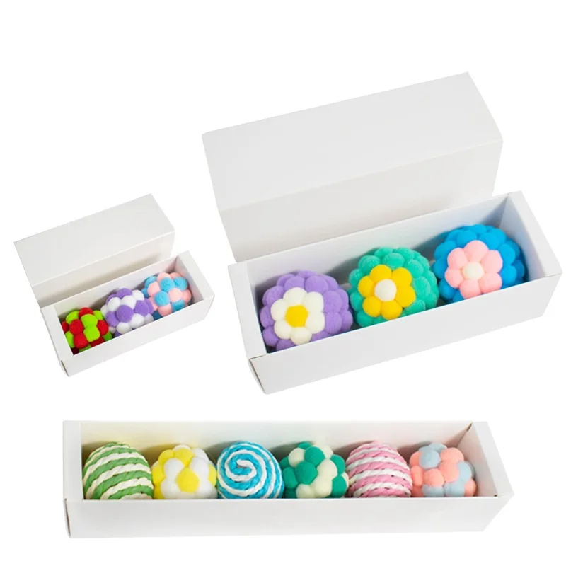 2023 New cat toy elastic ball handmade plush bell ball gift box interactive pet training ball, cat ball, elastic plush ball