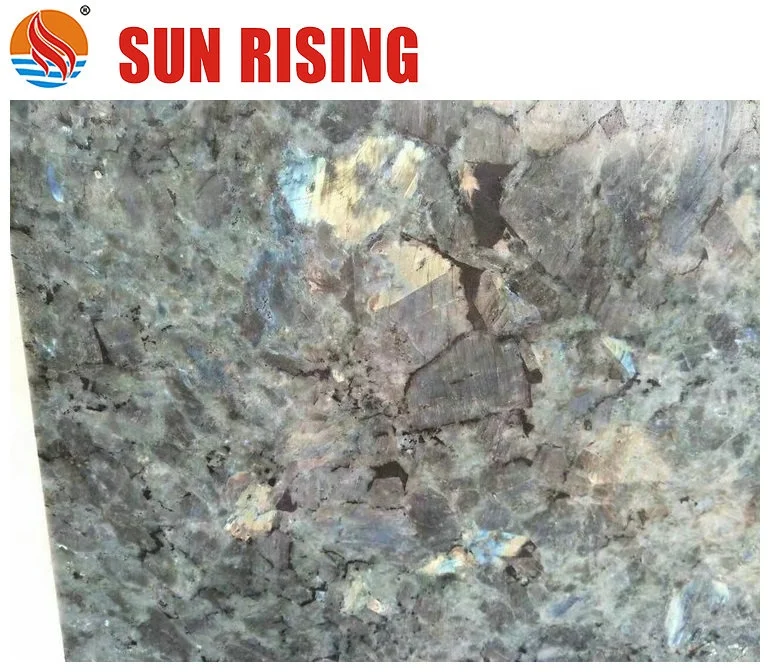 Labradorite Blue Green Polished Granite Slab Countertops Luxury Stone Granite Countertop
